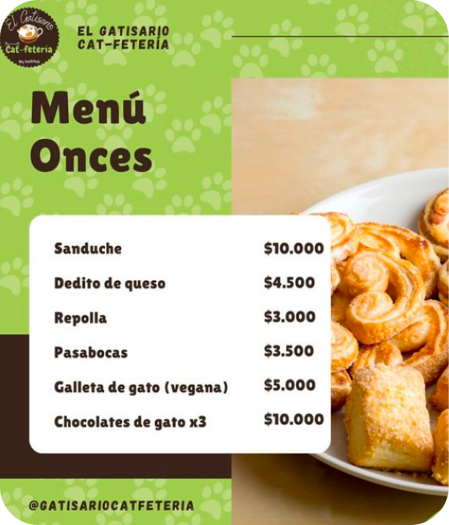 Menú onces
