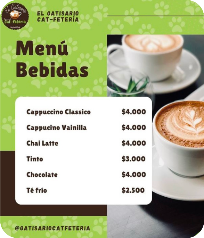 Menú bebidas